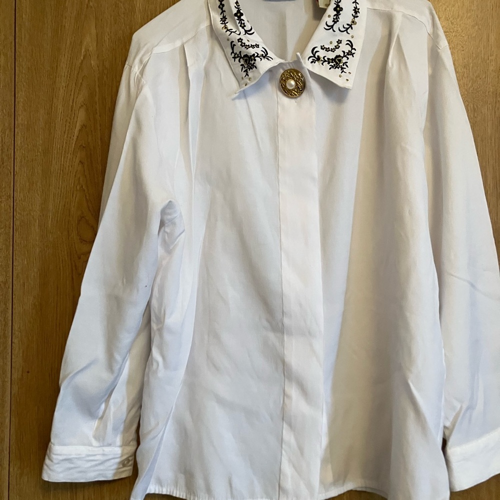 Elegant White Embroidered Womens Shirt